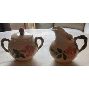 Vintage Franciscan Desert Rose Creamer & Sugar w/Lid Set Made in the USA EUC